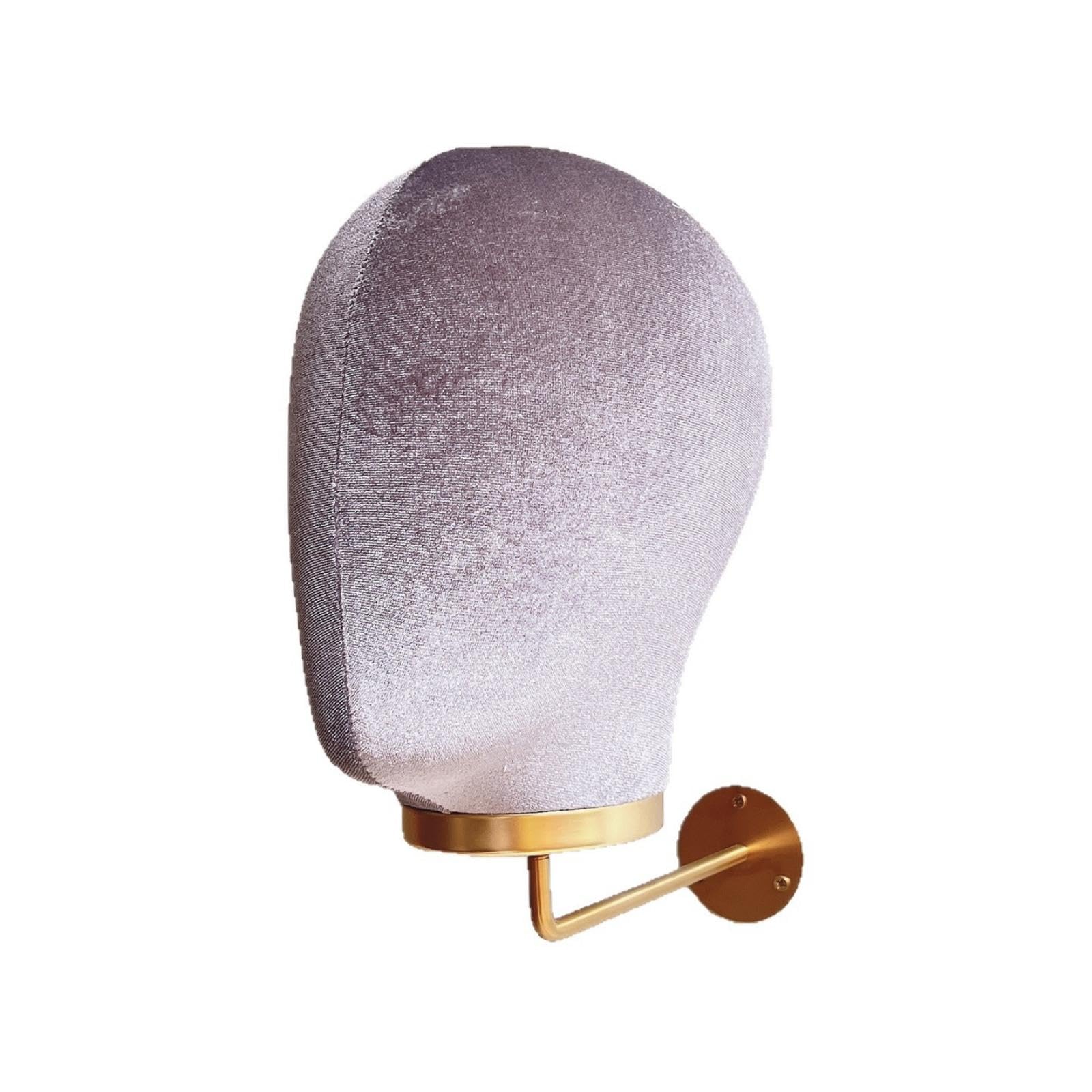 Mannequin Head with Wall Golden Finish-Tone Display Head with Wall Bracket Space-Saving Hairpiece Stand for Hair Stylists, Boutiques, Studios Gray Velvet Gold-image-30