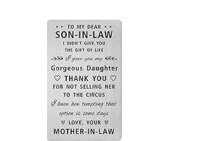 Personalized Engraved Metal Wallet Card: A Cherished Keepsake for Your Son-in-Law