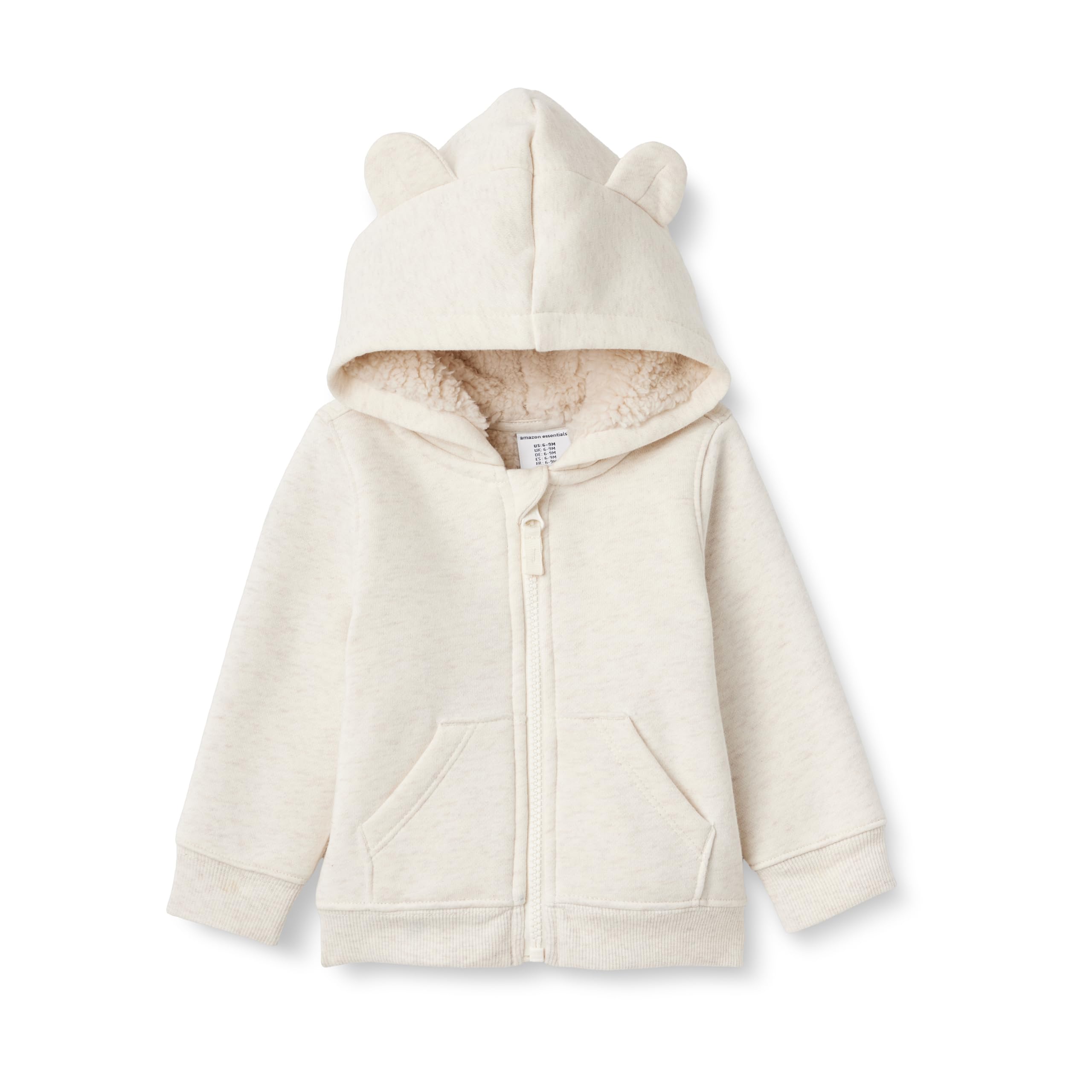Amazon Essentials Unisex - Bimbi 0-24 Felpa con Cappuccio Sherpa Foderata con Cerniera