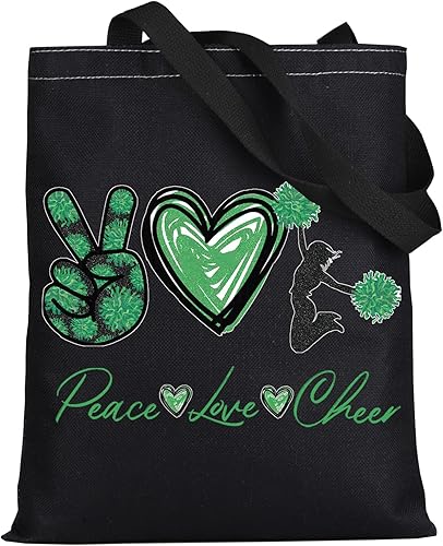 LEVLO Bolsa de maquillaje cosmética de animadora para niñas, regalo de paz, amor, animadora, maquillaje, cremallera, bolsa de regalo para equipo de