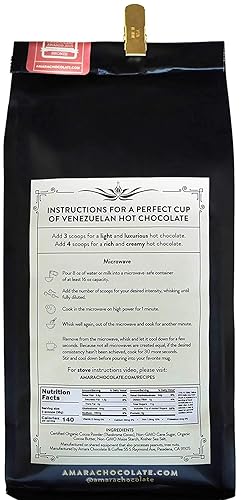 Miniatura 4 de Amara Unique Venezuelan Flavors. Chocolate caliente "Gran Criollo" mezcla de chocolate negro. Hecho con polvo de cacao orgánico certificado (1 libra)
