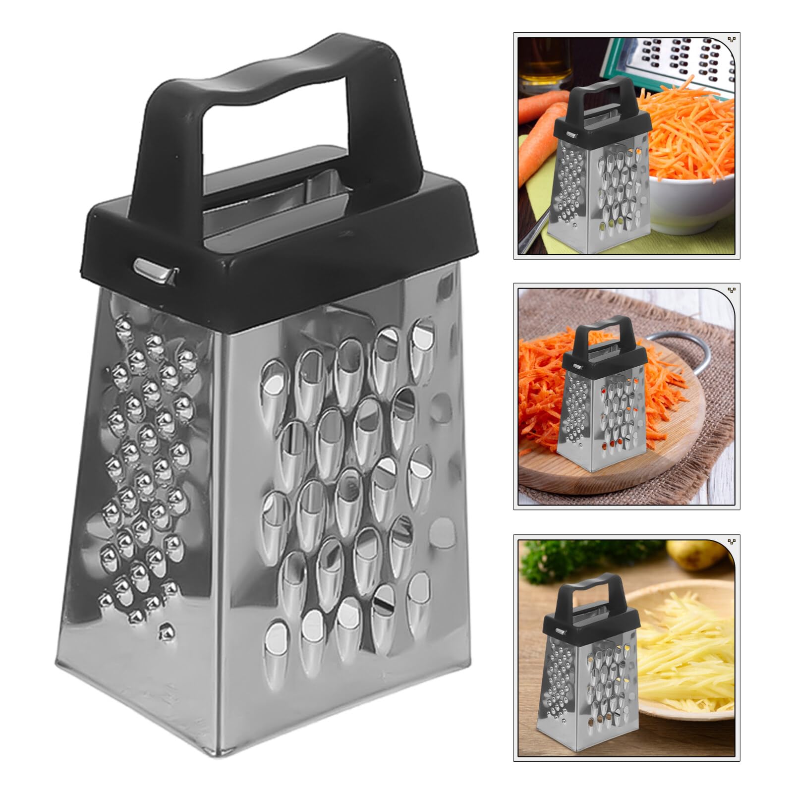 Kichvoe Râpe à fromage polyvalente en acier inoxydable argenté