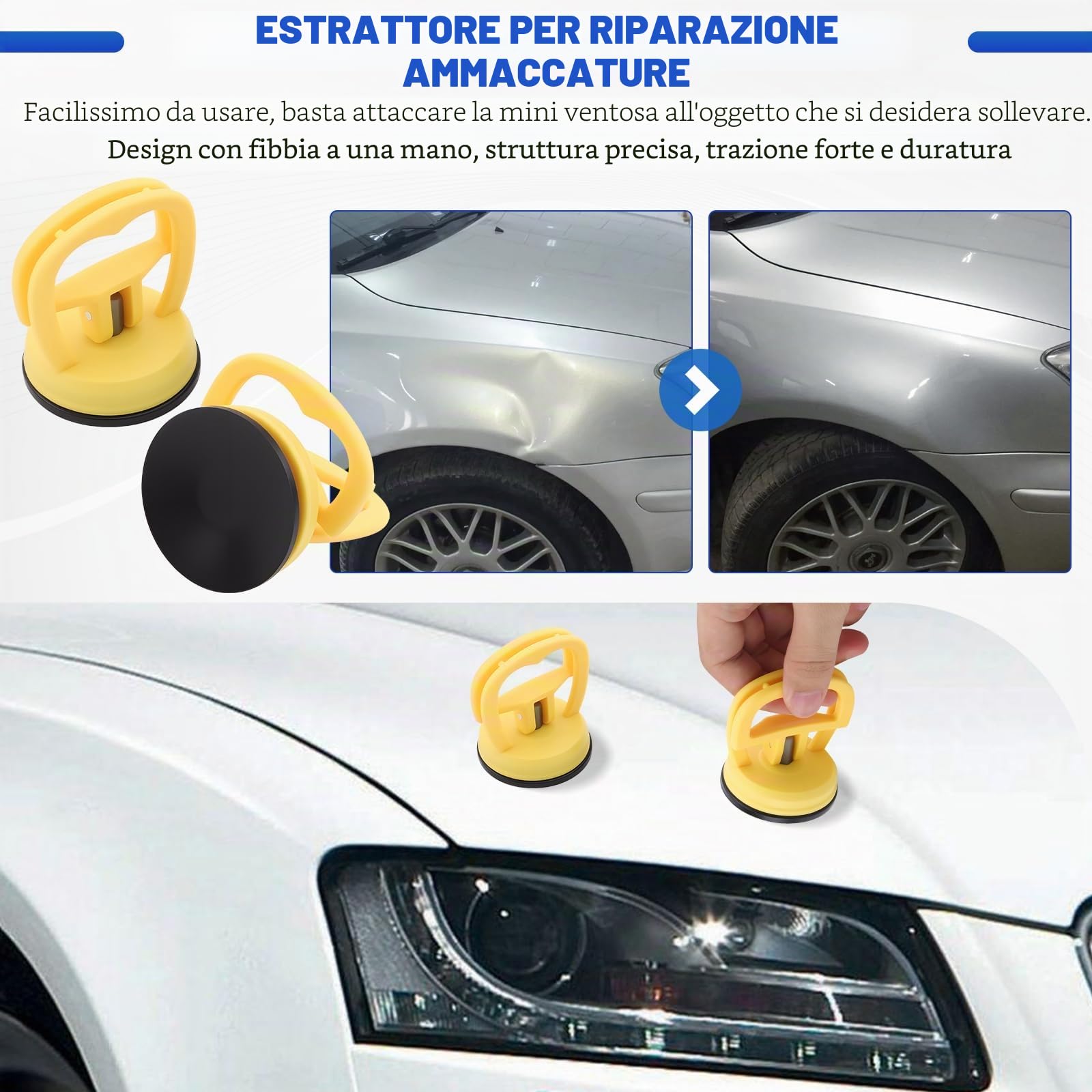 KAOLALI Tirabolli per Carrozzeria, Kit di 70 Estrattore per Ammaccature Senza Vernice, Ventosa per Carrozzeria Auto per Rimozione Ammaccature, per Ammaccature su Veicoli/Portier