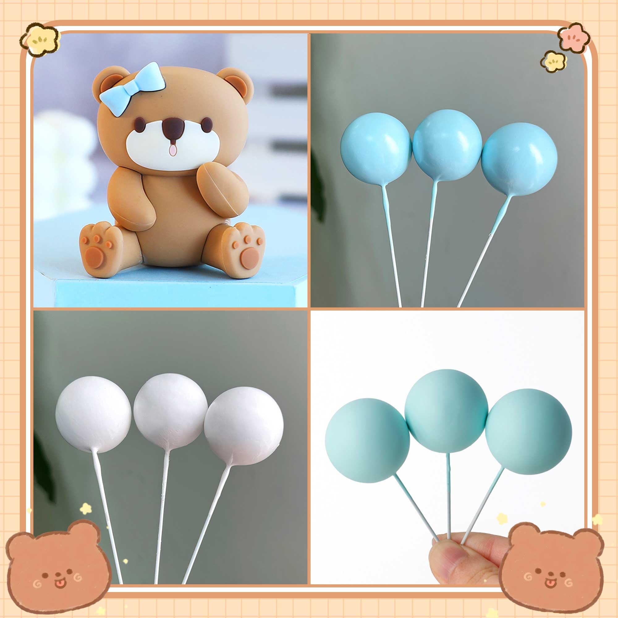 Lot De 27 Boules De Décoration Pour Gâteau Avec Ours D'Amour,Avec Or