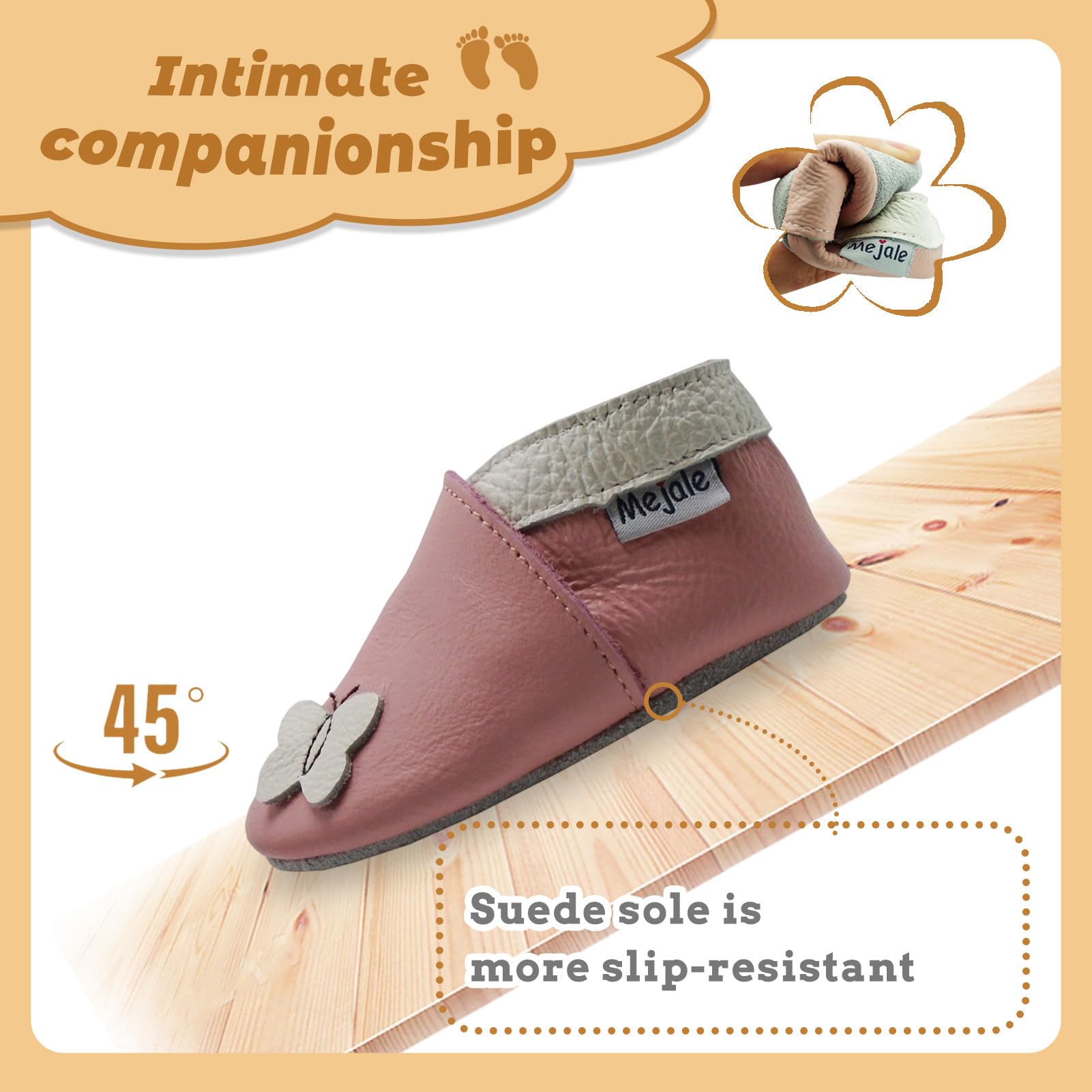 Mejale Chaussons Cuir Souple Chaussures Cuir Souple Chaussons Enfants Pantoufles Chaussures Premiers Pas Dessin animé Papillon