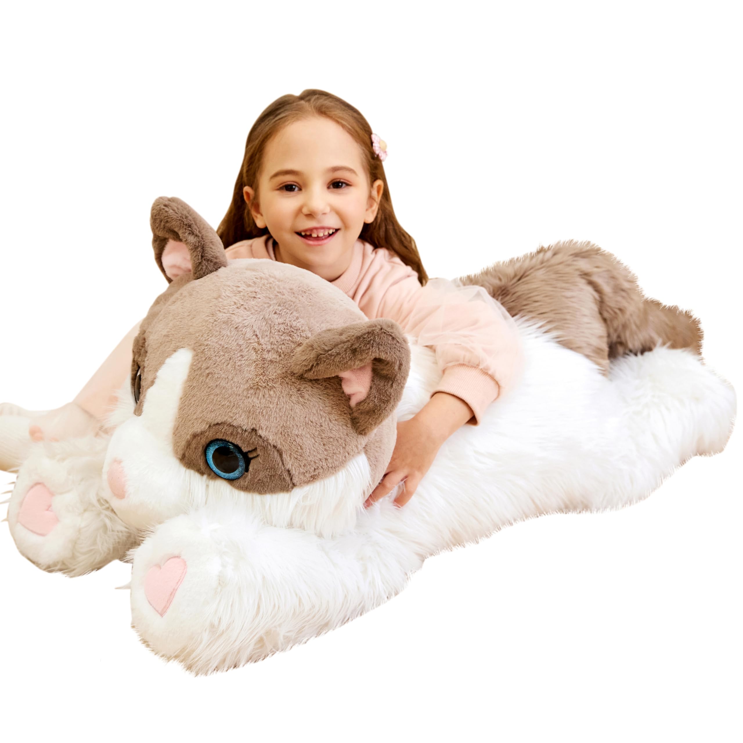 IKASA Giant Cat Ragdoll Stuffed Animal Plush Toy,Big Large Jumbo Soft Toys,30" Cute Huge Size Fat Fluffy Plushy Plushie,Gifts for Kids