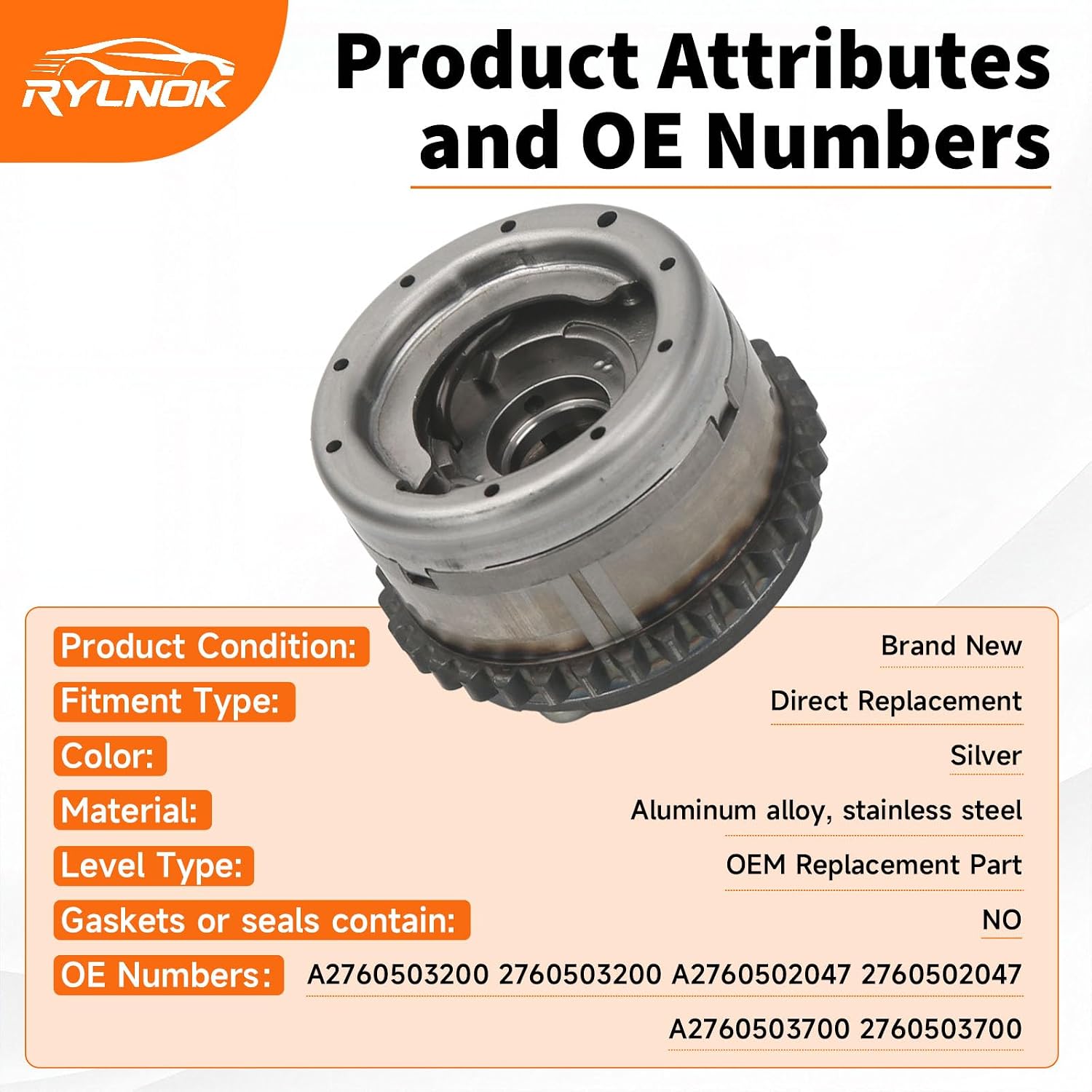 Right Camshaft Adjuster Actuator Timing Cam Gear Compatible with Mercedes-Benz C350 C400 C43 C450 E350 E400 E43 GLC43 GLE400 Replace 2760503700 2760503200 2760502047
