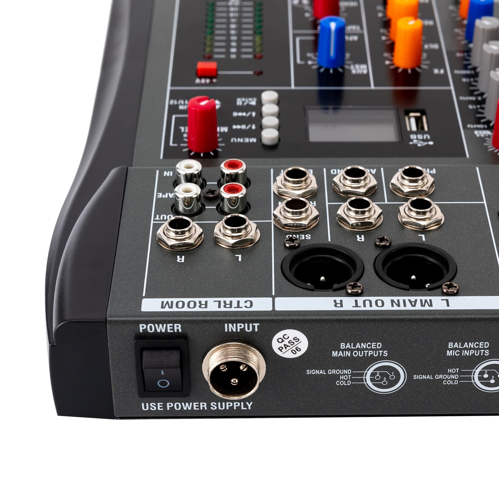 Mesa de mezclas profesional, mezclador de audio de estudio de 12 canales con base de micrófono XLR, alimentación fantasma de 48 V, con Bluetooth, control en tiempo real, controlador de sonido DJ