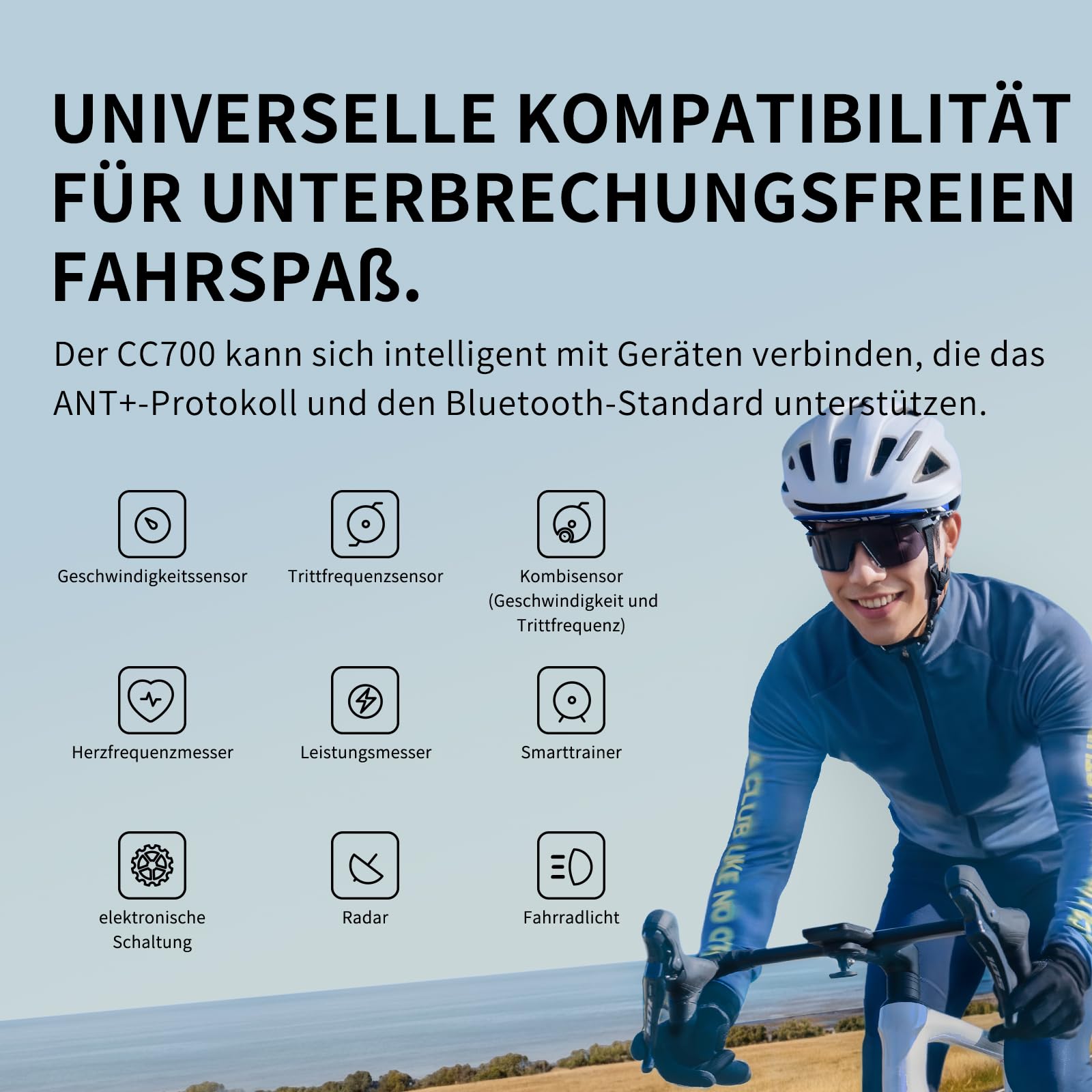 GEOID CC700 GPS Fahrradcomputer kabellos mit 2,8 Zoll Farbbildschirm – Fahrradtacho mit Route-Navigation, ANT+ & Bluetooth, IPX7 wasserdicht, 15-25 Std. Akkulaufzei