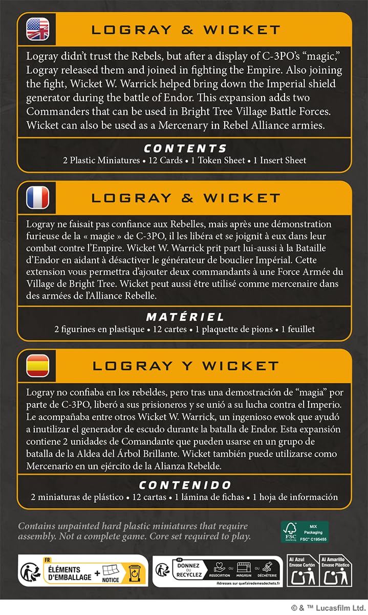 Asmodee Star Wars Legión: Logray & Wicket Commander, Expansión | Juego de Miniaturas, A Partir de 14 Años, para 2 Jugadores, 60-120 por Partida, Español/Alemán/Inglés/Francés