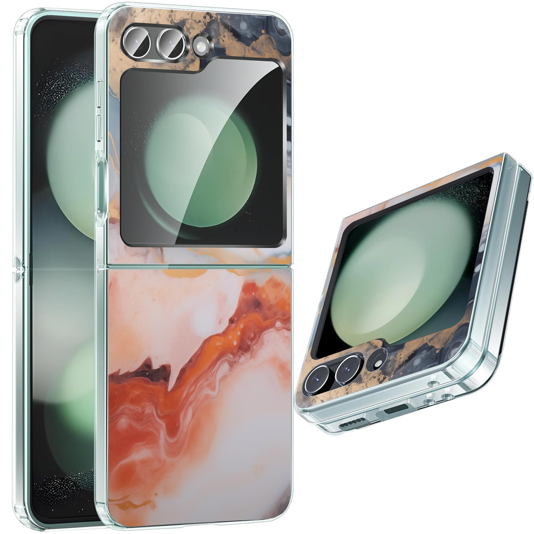 CLATUK for Samsung Galaxy Z Flip 6 Case 5G Marble Slim Anti-Drop Shockproof Protective Soft Shockproof Clear Phone Protective Covers 6.7 Inch for