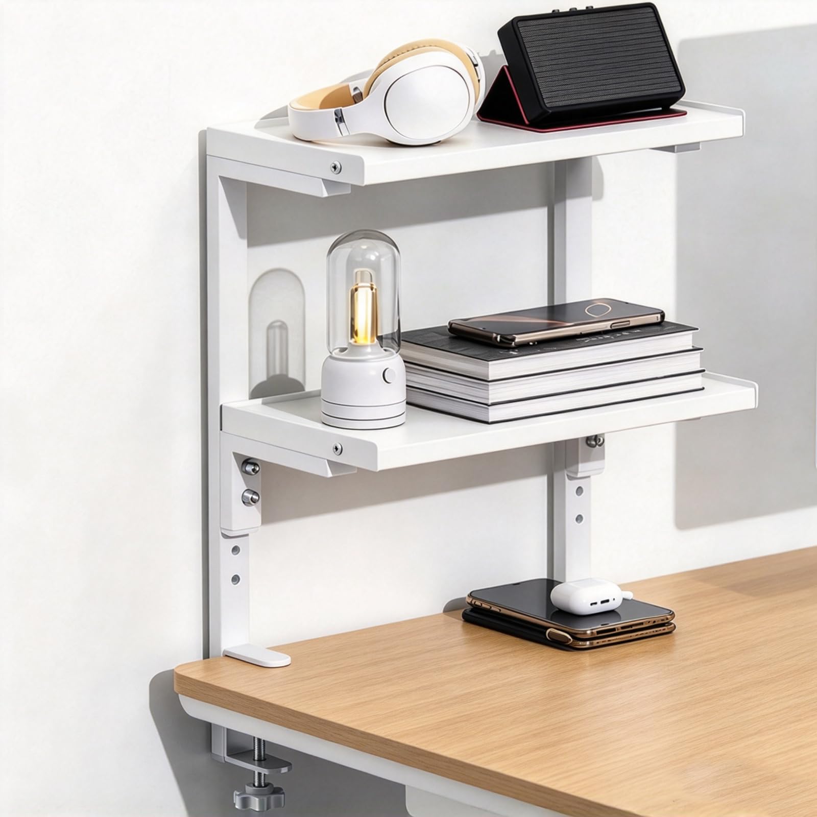 Spacrea 2 Tier Desk Shelf - Clamp On Storage -1