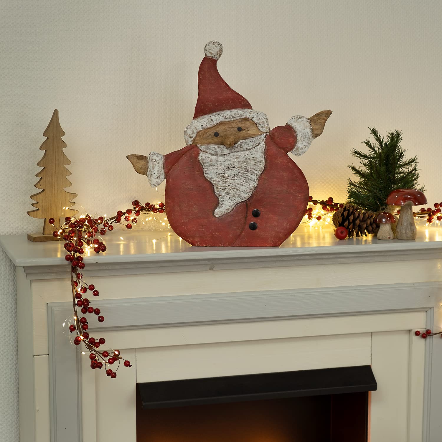 Moritz Weihnachtsmann Holzfigur ca. 48 cm – Mangoholz Nikolaus rot Santa