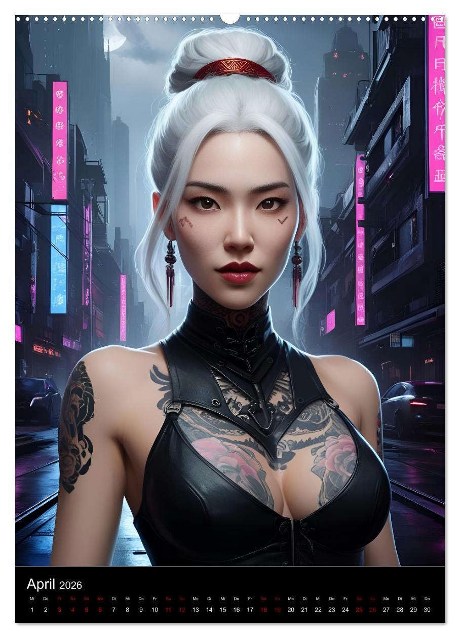 Die Hexen von Cyberpunk City (hochwertiger Premium Wandkalender 2026 DIN A2 hoch), Kunstdruck in Hochglanz: Ein Jahr voller Magie und Technologie (CALVENDO Kunst)