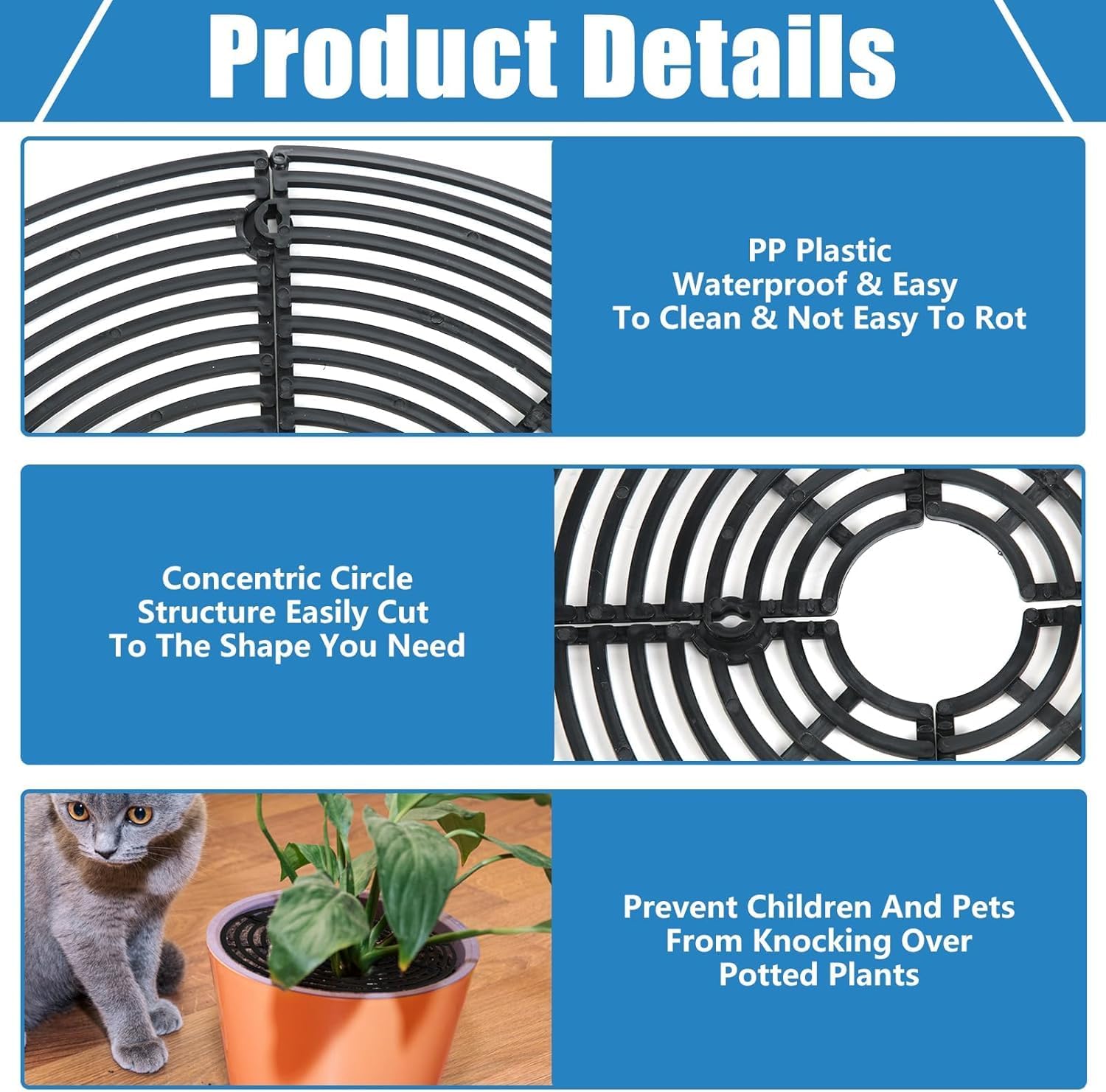 Grilles de Pots de Plantes - Cache-Pot de Fleurs jusqu'à 30 cm de Diamètre - Couvercle de Protection du Sol pour Pots de Fleurs - Protège l'enfant de la Saleté des Plantes - Convient pour Protéger les
