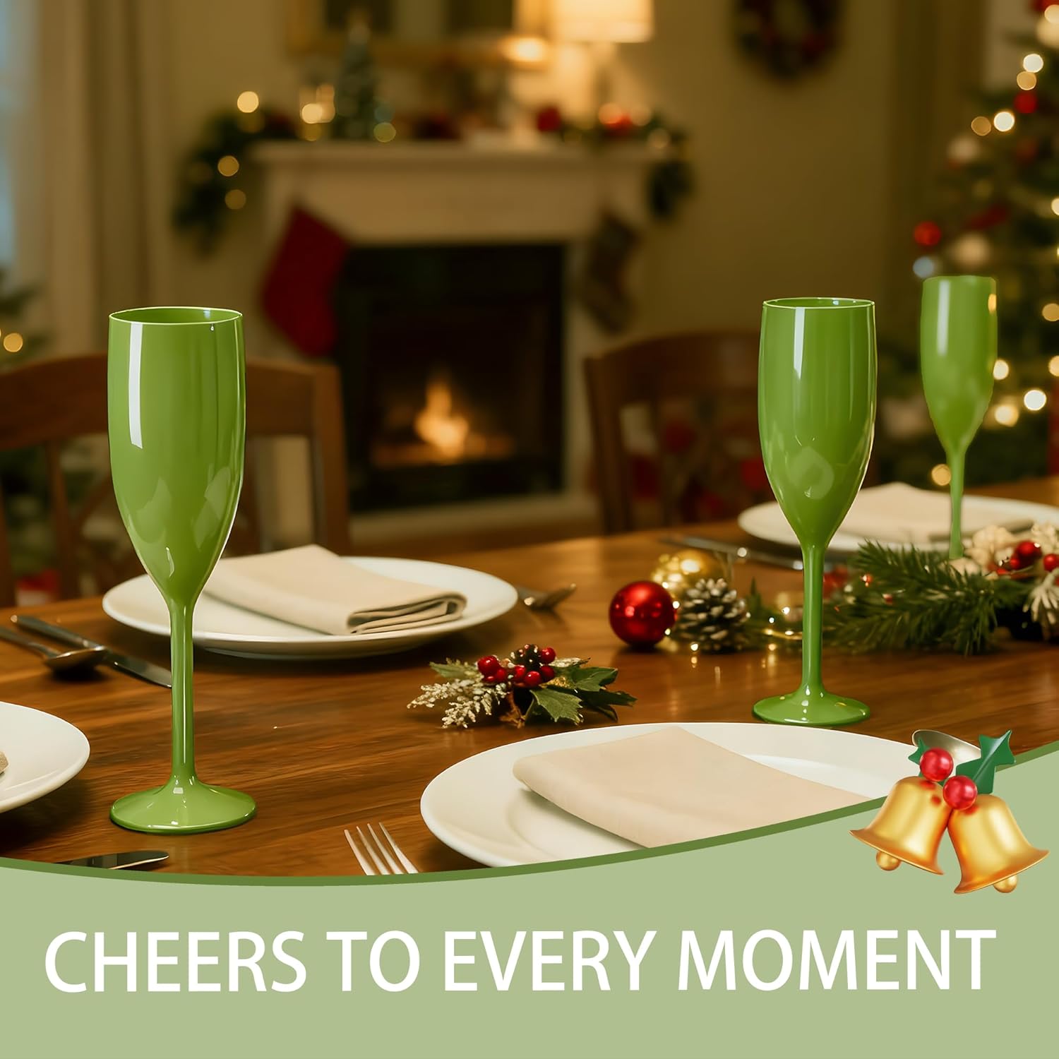 Plastic Champagne Flutes, Acrylic Glasses Goblets Cups Toasting Shatterproof Reusable Flute, for St. Patrick's Day Wedding Party Mimosa Bar Anniversary Birthday (24, Sage Green) - Image 3