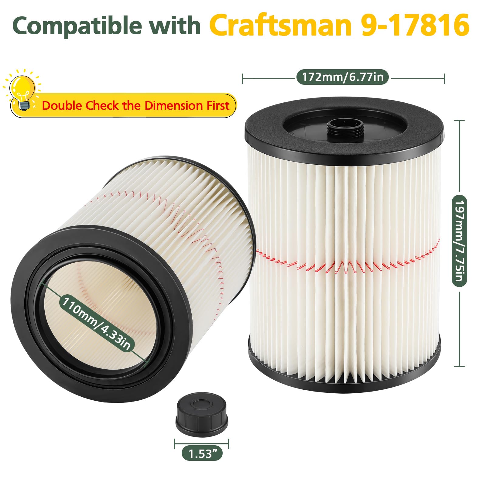 NEWYEAR ㉔ 9-17816 Red Stripe Vacuum Cartridge Filter Replacement Compatible