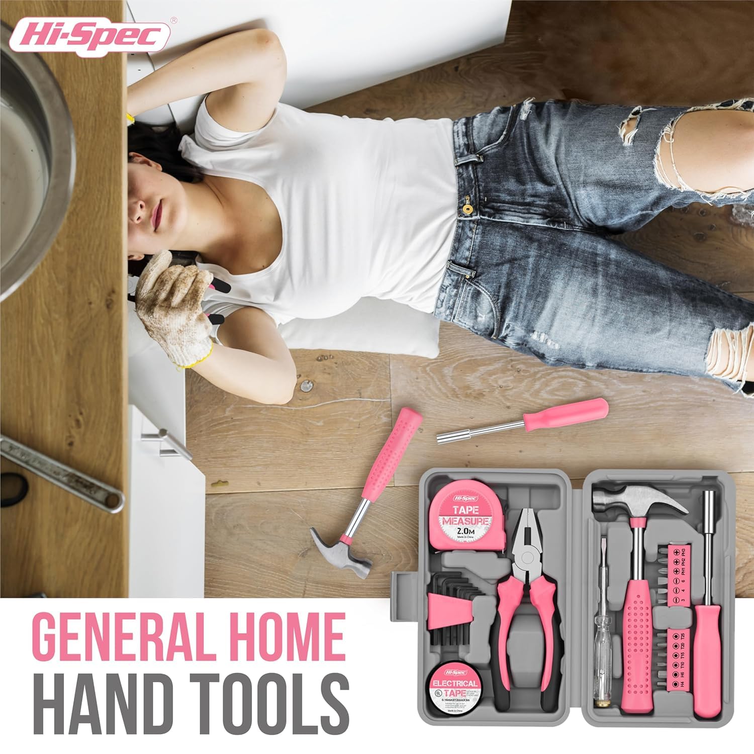 DotCom 24-Piece Household Tools Kit Essential Home Repair Set with Plastic Toolbox Ideal for College Students, Home Use & More 3