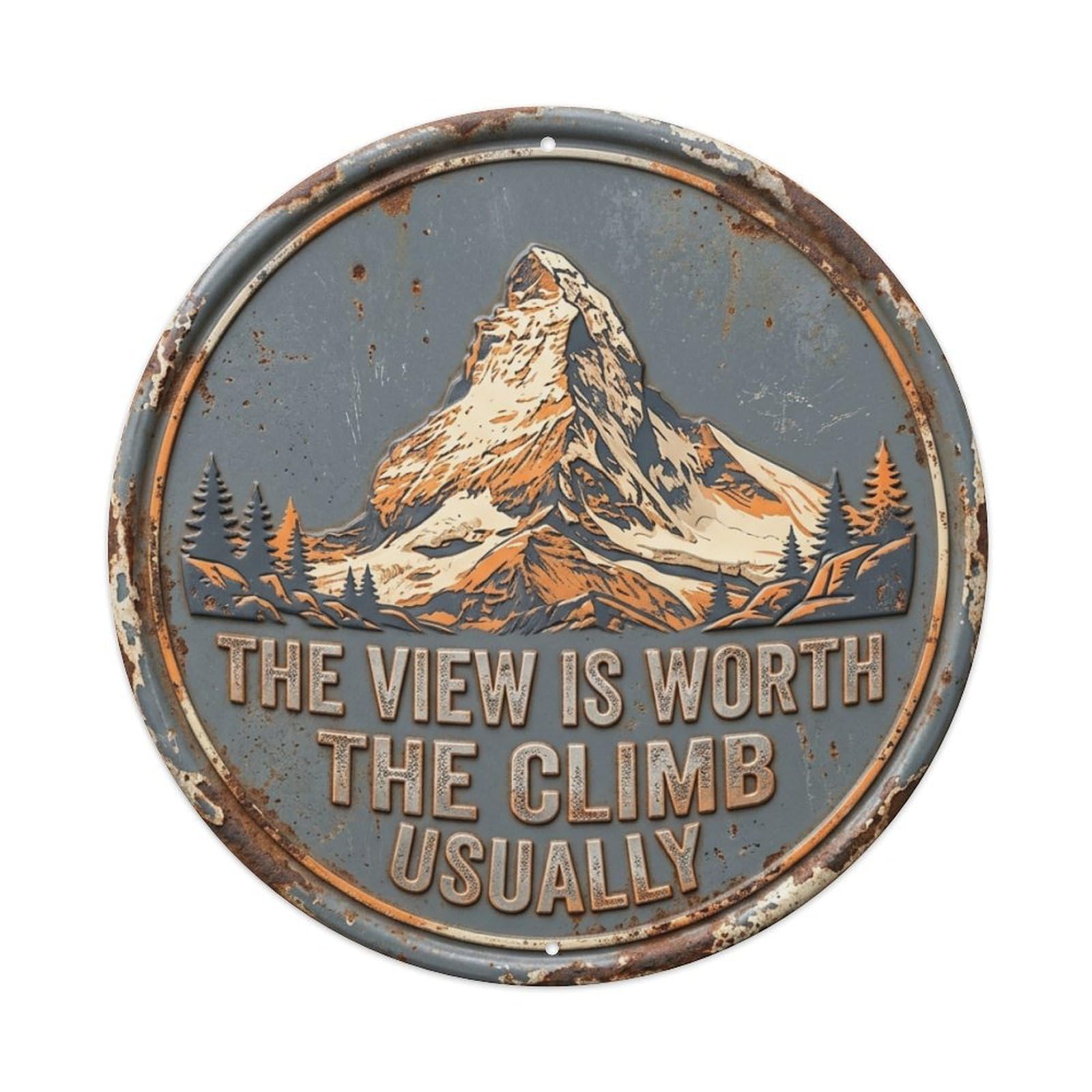 Mountain Peak View Office Vintage Metal Tin Sign Plaque Wall Decor for Cafe, Club Bar, Office, Garden Metal Poster 8x8Inch