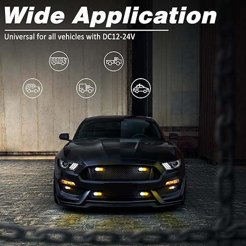 Miniatura 6 de DIBMS Paquete de 8 luces LED estroboscópicas de emergencia, 24 LED ultra delgadas, kit de luces de advertencia de peligro intermitentes para camión,