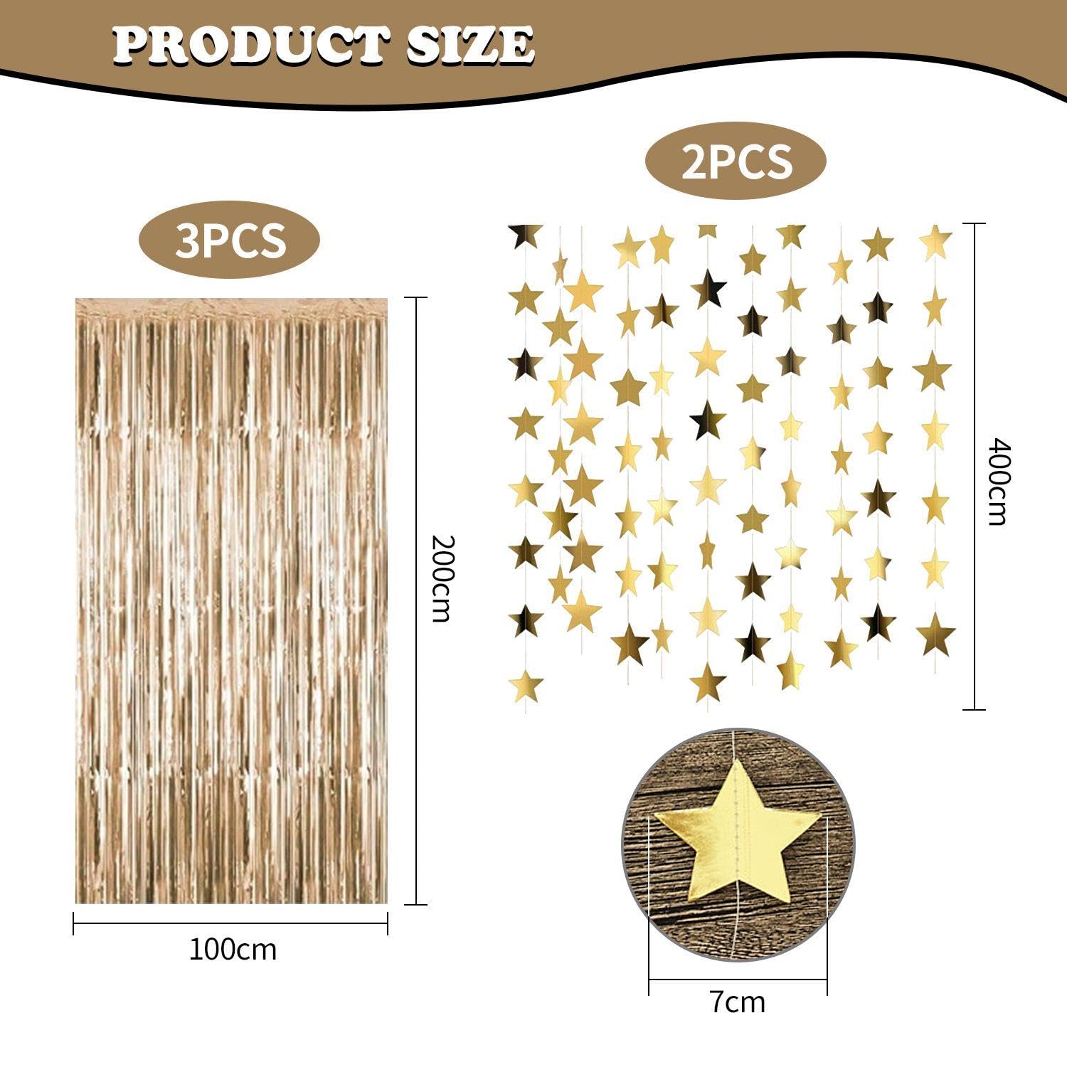 Tende con Nappe da 5 Pezzi E Tendaggi A Stella da 2 Pezzi, Decorazioni per Feste, Arrangiamenti per Sfondi per Feste, Decorazioni Scintillanti
