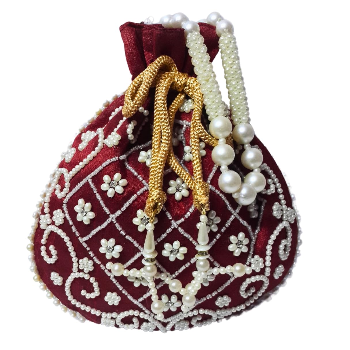 Resin Slik Carrot Red Matka Designer Potli handbags for Women and Girls wedding party and Return gift-image-10