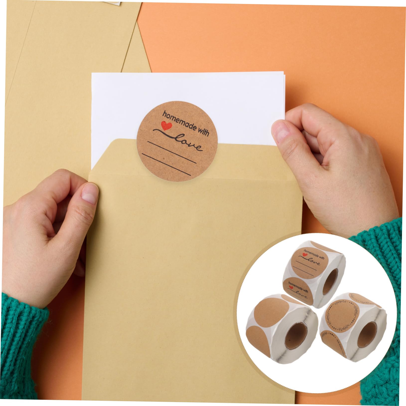 3 Pezzi Etichette Adesive Rotonde in Kraft per Sigillatura con Adesivo Forte Superficie Scrivibile per Personalizzazione Te per Packaging Spedizioni e Barattoli