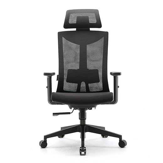Amazon Brand – Umi Chaise de Bureau Ergonomique-Fauteuil de Bureau avec Soutien au Niveau des Lombaires et Accoudoirs en Polyuréthane Réglables-Siège Rembourré-Capacité de Charge Maximale de 150kg