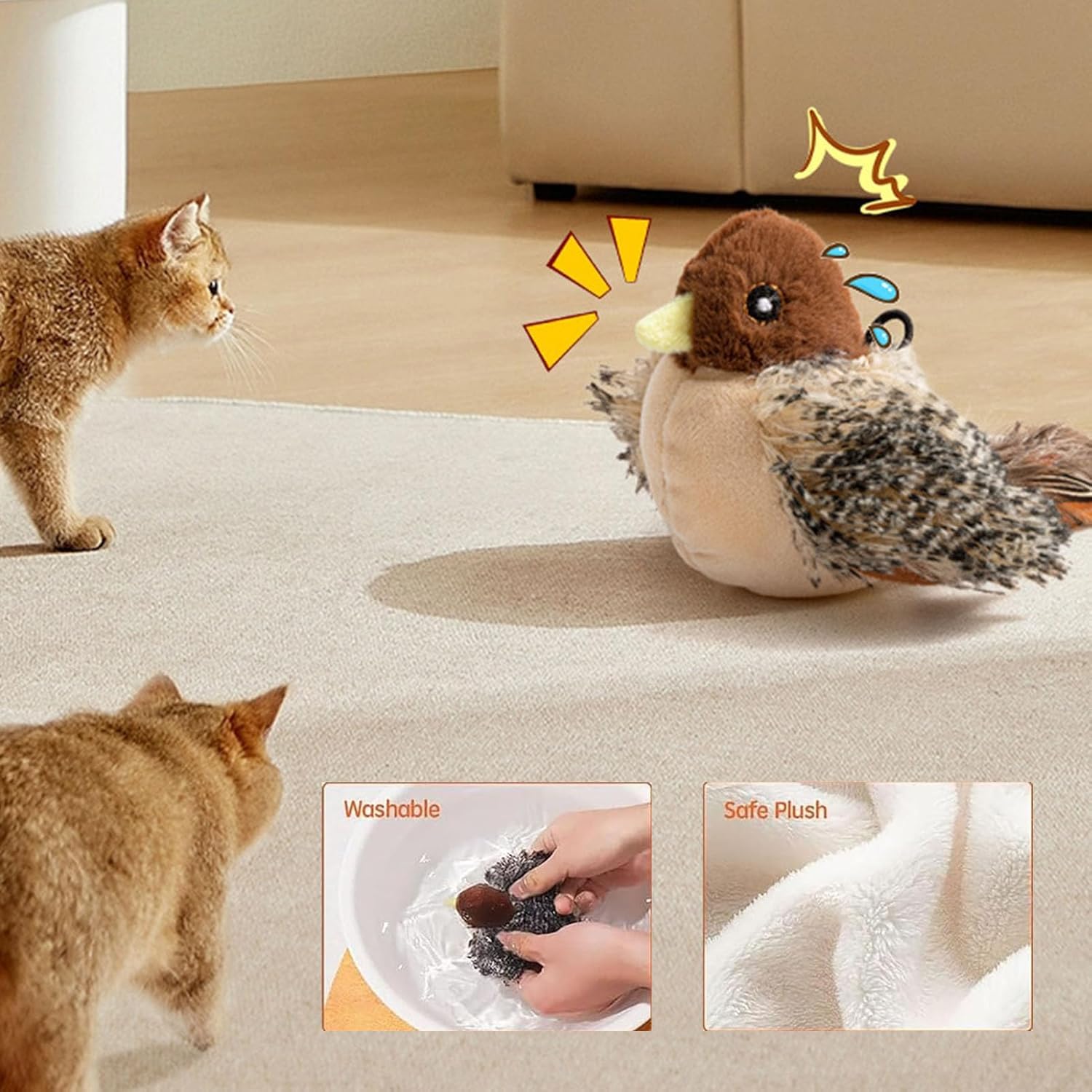 Juguete para gatos de pájaro volador, juguete de gato que chirría, alas aleteando, juguete de gato de pájaro simulado, juguete de gato de pájaro aleteando, juguete para gatos de interior