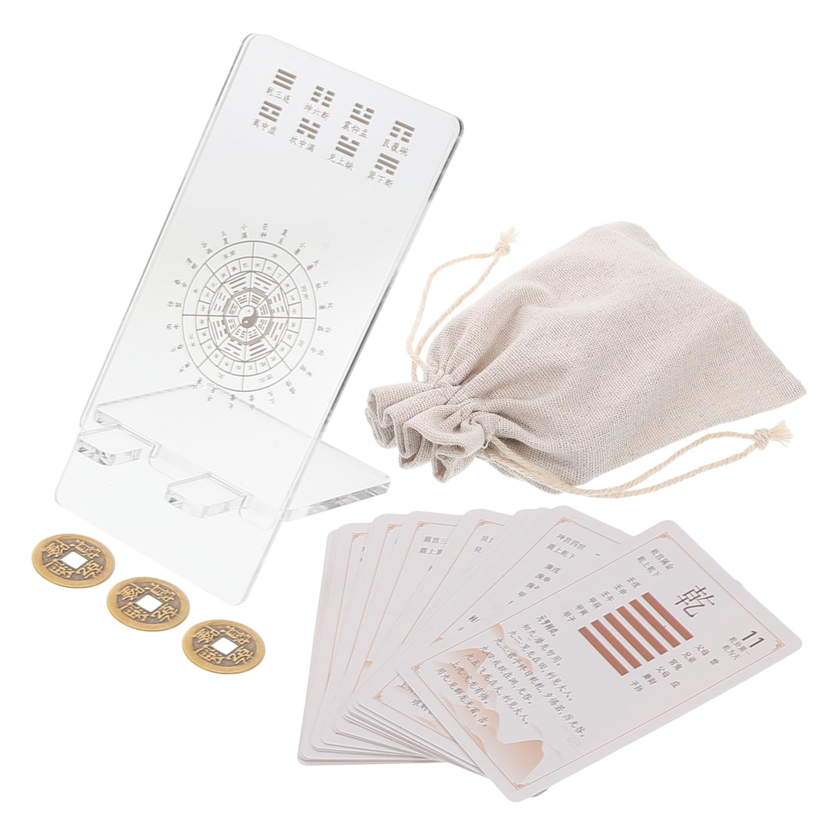 UPKOCH Carte Oracolo i Ching Materiale Plastica e Carta per Principianti 64 Esagrammi Divinazione e Predizione per Apprendimento e Collezionismo