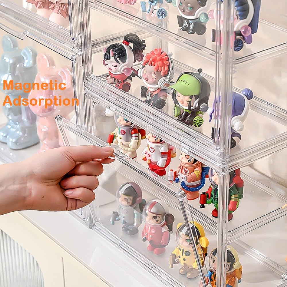 Vitrine Plexiglass Transparente 2 Pièces – Boîte Collection Avec Porte Magnétique Pour Figurines Pop, Miniatures Et Objets De Collection – 27x18x21 Cm
