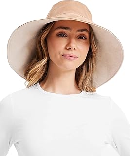 Women’s Ultra-Wide Cotton Linen Sun Hat UPF 50+, Packable, Adjustable wi...