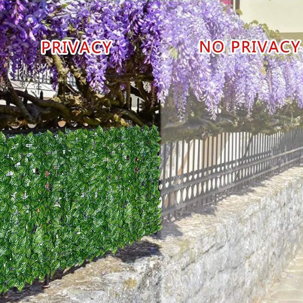 Sztuczny zielony liść bluszczu na balkon, ogród, ścianę, ogrodzenie - ochrona przed promieniowaniem UV, łatwy do łączenia, 1 x 7 m dekoracja zewnętrzna - osłona roślin, zielony