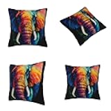 Kwjsdfea Colorful Elephant Print Throw Pillow Covers Square Couch Pillows Cushion Cover for Couch Sofa Living Room 16