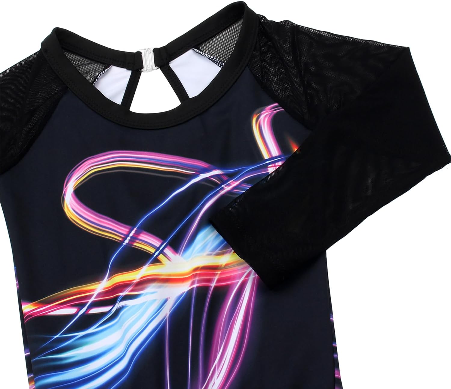 Gymnastics Leotards for Girls With Shorts Sparkly Ballet Dance Long Mesh Sleeve - Image 3