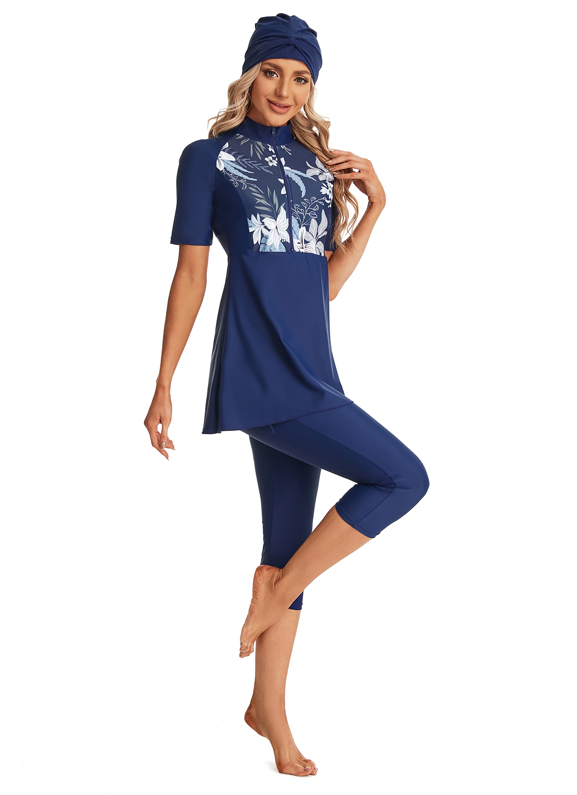 Maillot de Bain à Manches Courtes pour Fille Surfwear Maillot de Bain Burkini Femme Grande Taille Beachwear