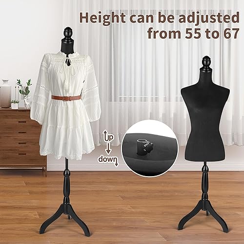 Miniatura 3 de Dress Form Mannequin Torso, Female Sewing Bust Manikin Body, Pinnable Dressmaker Form with Stand for Display, Clothing Design, Black