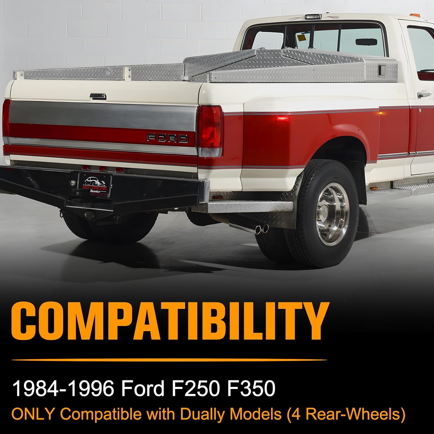 Gempro LED Dually Fender Side Marker Lights for 1984-1996 Ford F250 F350 Amber Red Dual Rear Wheel Trunk Bed Marker Lamps 4PCS, Smoked Len