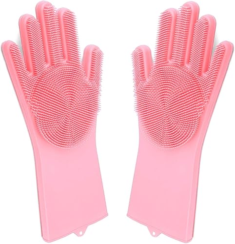 Miniatura 1 de Guantes mágicos de silicona para lavar platos, esponja de cepillo de limpieza reutilizable resistente al calor para tareas domésticas, lavavajillas,