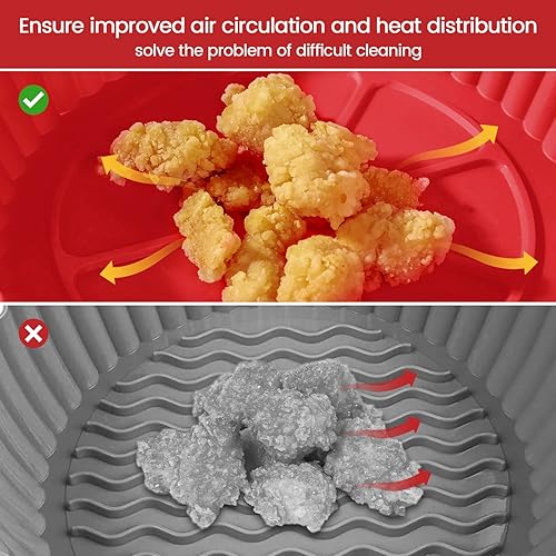 Miniatura 4 de Paquete de 2 forros de silicona reutilizables para freidora de aire, cuencos de silicona reutilizables para freidora de aire, cesta, bandeja para