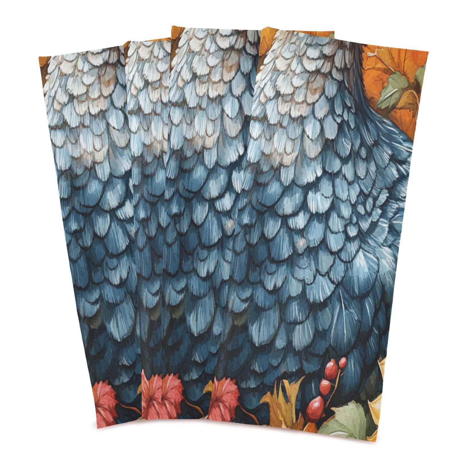 STAYTOP Thanksgiving Turkey Kitchen Dish Towel Set,4Pcs Drying Kitchen Towels Tea Towels Gift Set for Drying Cleaning Cooking Baking