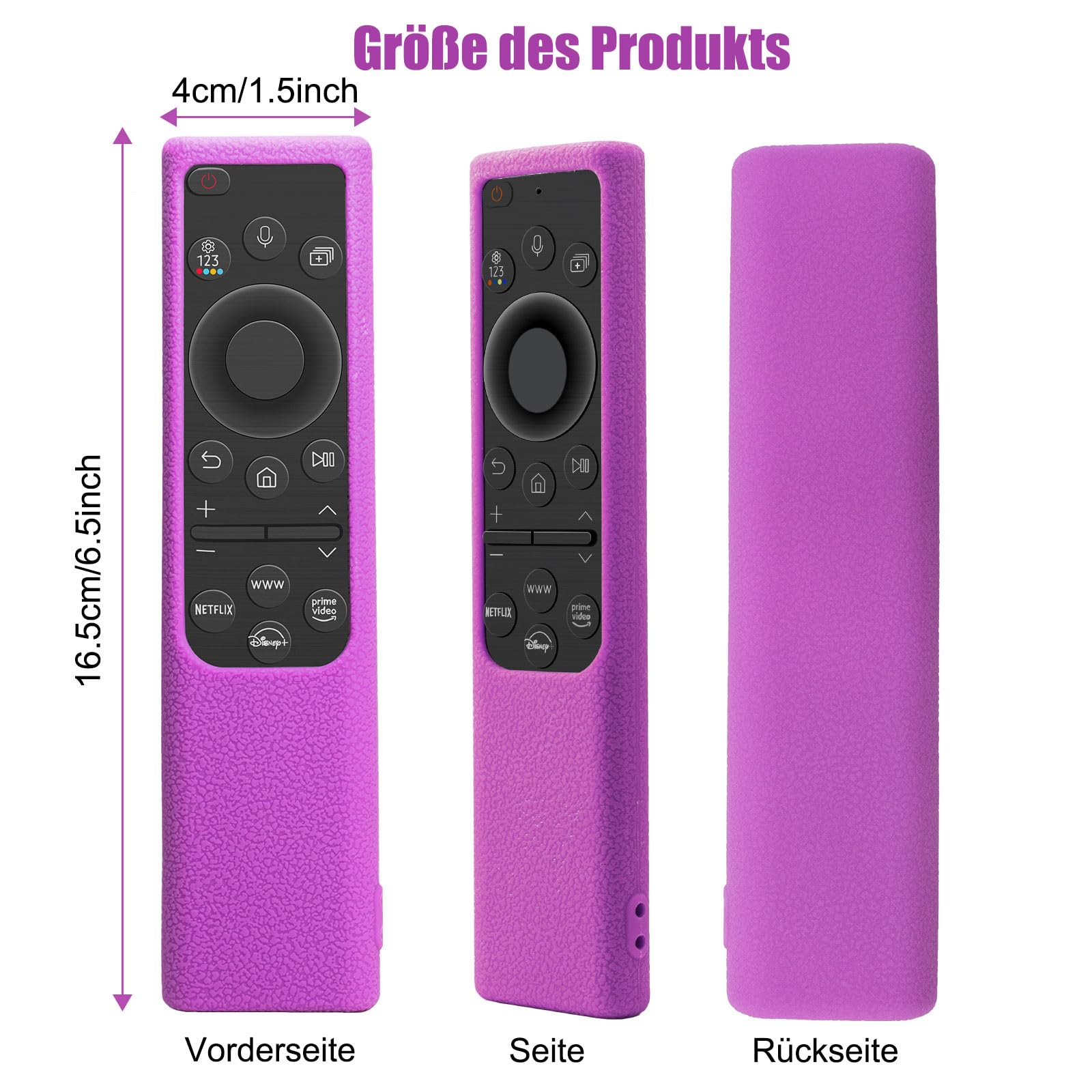 2er Set Silikon Schutzhülle für Samsung Fernbedienung BN59-01357/BN59-01385/BN59-01388A/01388H/01388L/BN59-01393C rutschfeste Fernbedienungshülle mit Nachtleuchtfunktion (Rosa+Lila)