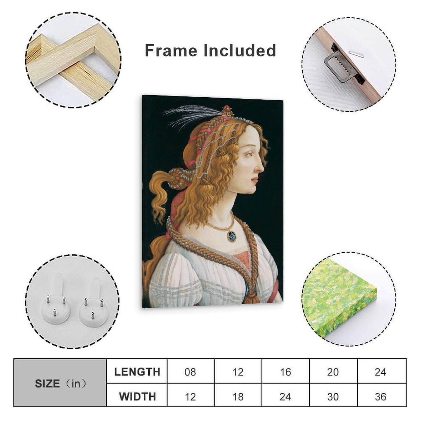 Generisch Sandro Botticelli's Retrait of A Woman Poster Canvas Poster Impresión artística 20 x 30 pulgadas