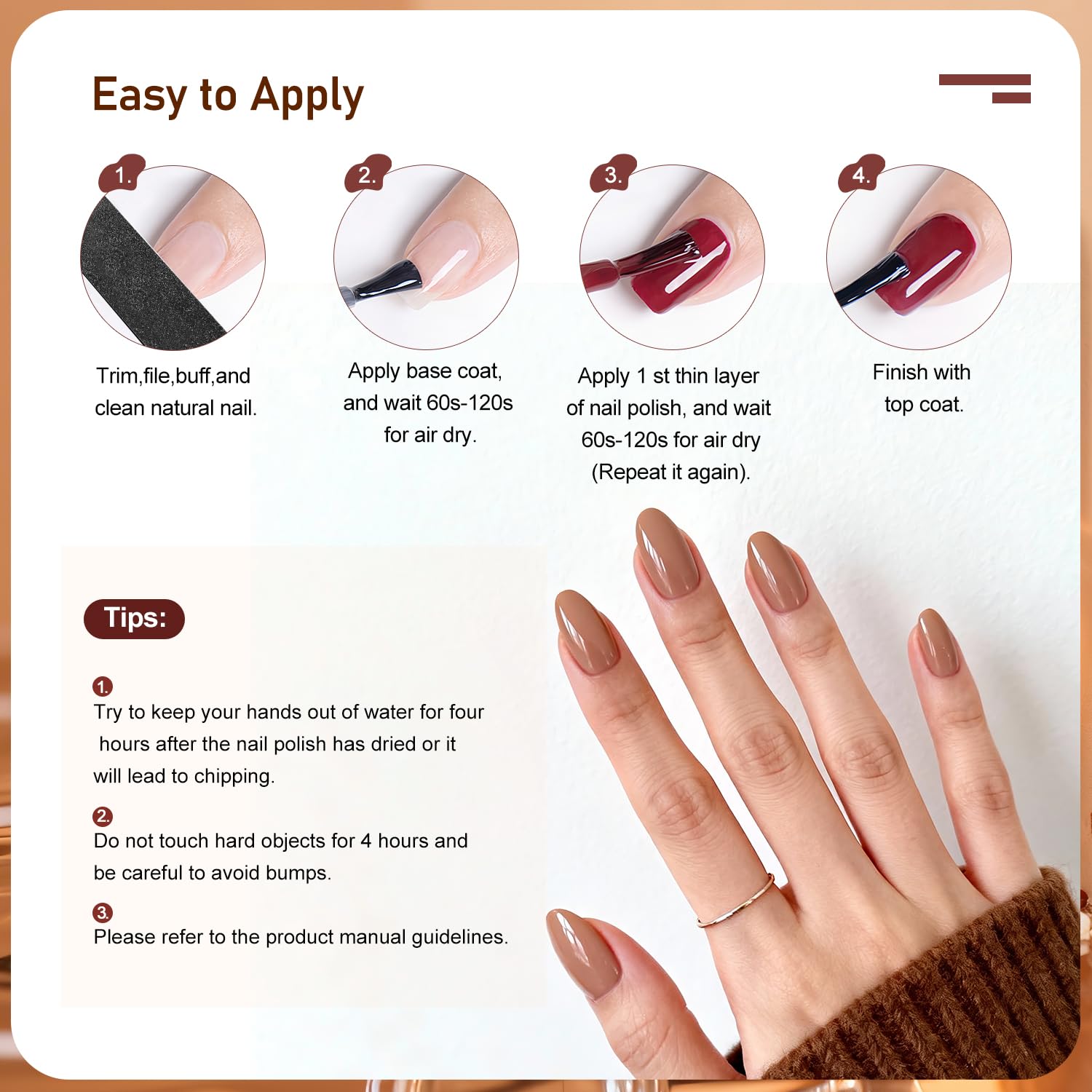OpenLive 12Pcs Rose Nail Polish Set with Base and Top Coat Burgundy Dark Wine Cherry Red Hot Pink Fingernail Polish Kit Air Quick Dry Regular Finger Nail Polish Pack for Women Gift Holiday 5ML