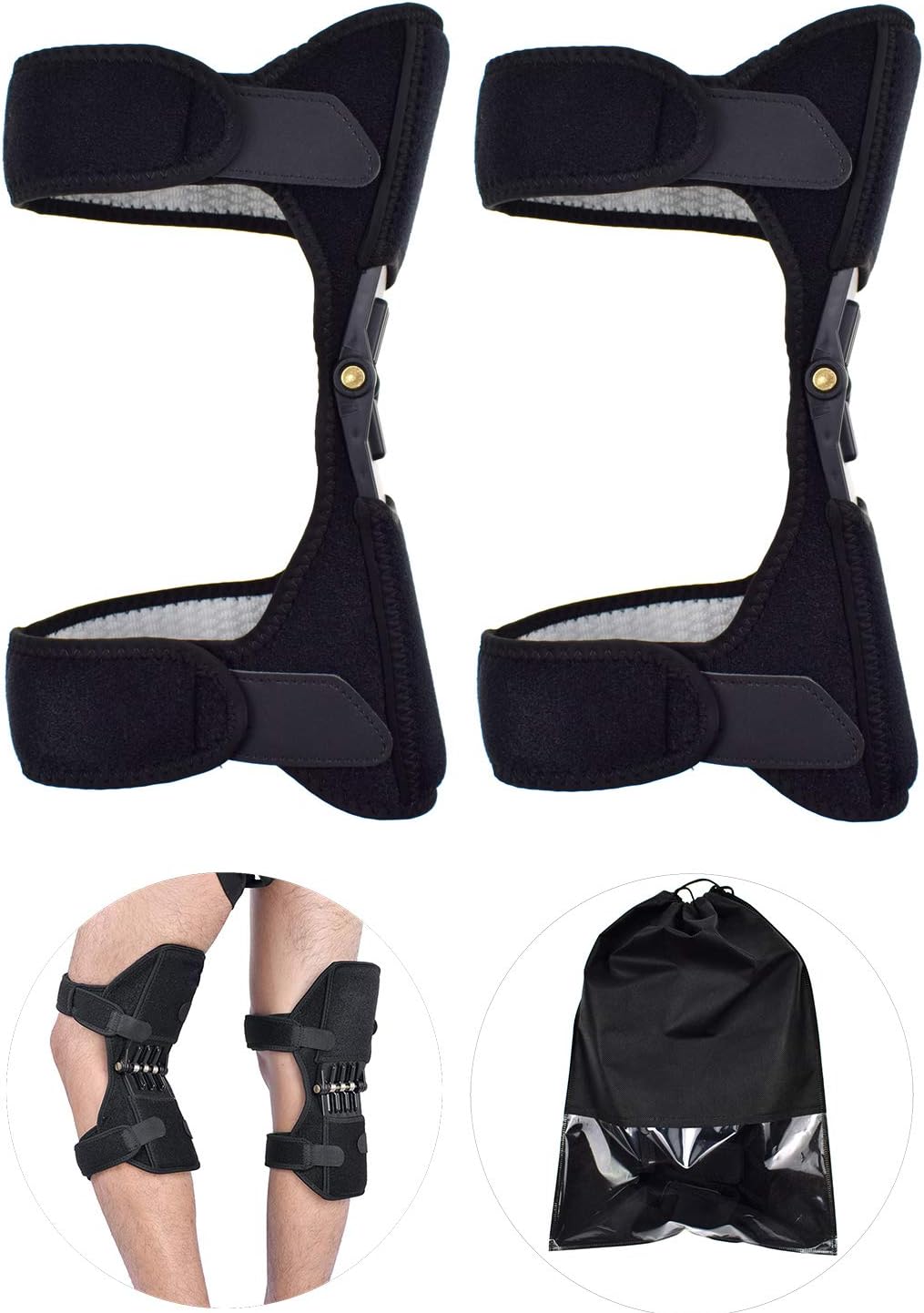 VEKIR Knee Booster with Rebound Spring Force for Fitness Training Assistance, Knees Protection White(1 Pair)