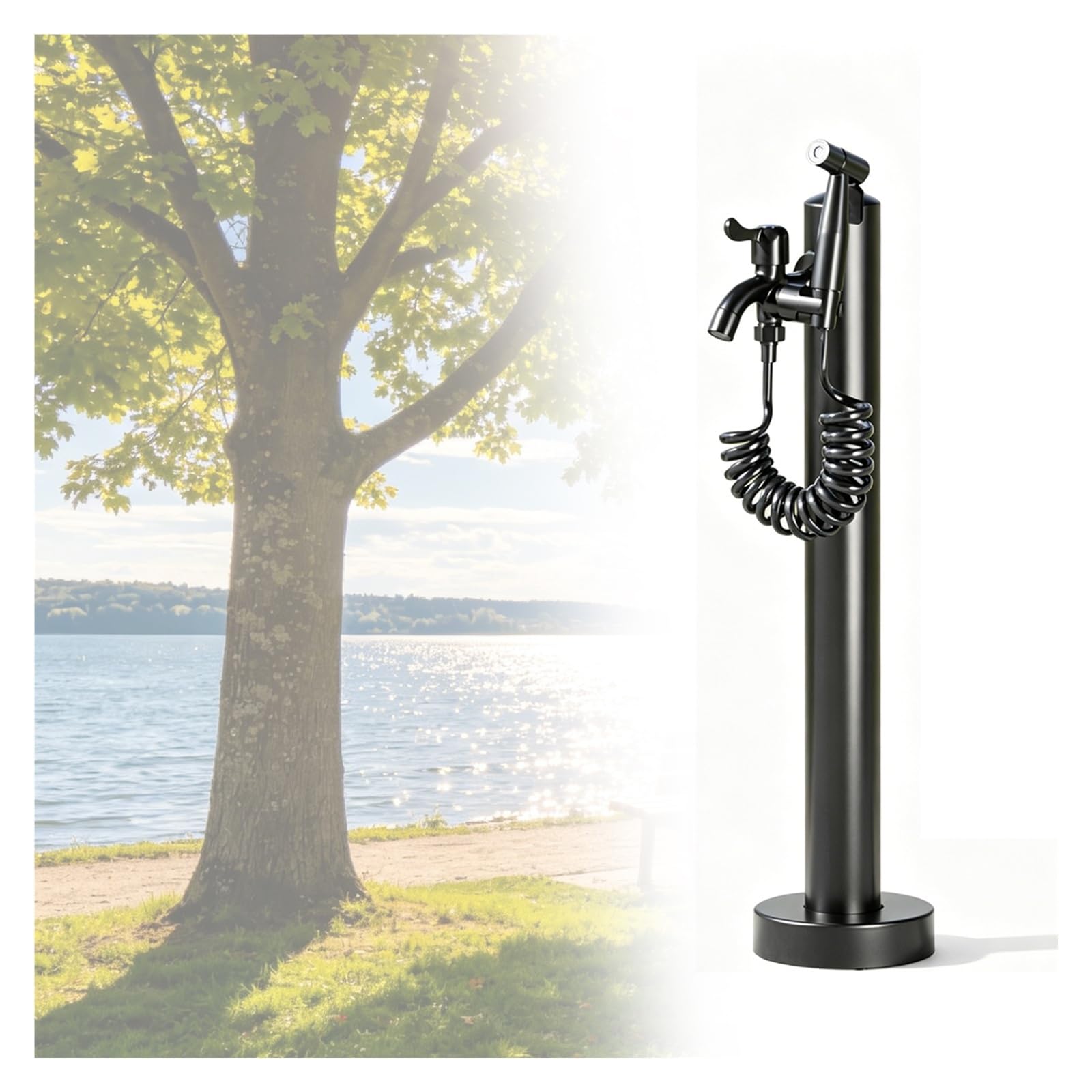 Vertical Irrigation Water Column, Outside Tap Decorative Feature Fountain Water Dispenser Hydrant, 23.6In 37.4InTall