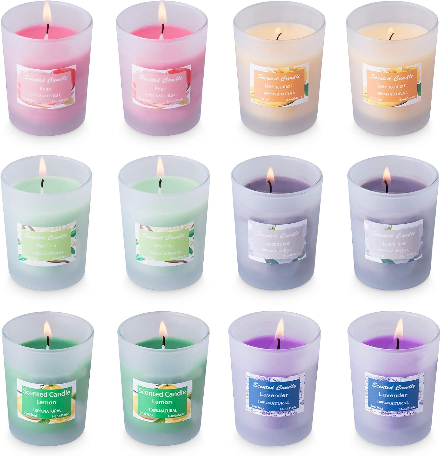 YYCH Scented Candles Gift Set, 12 Soy Wax Aromatherapy Candle with Essential Oil for Stress Relief Relaxation, Smoke-Free Strong Fragrance Long Lasting for Christmas Bath Home Decor