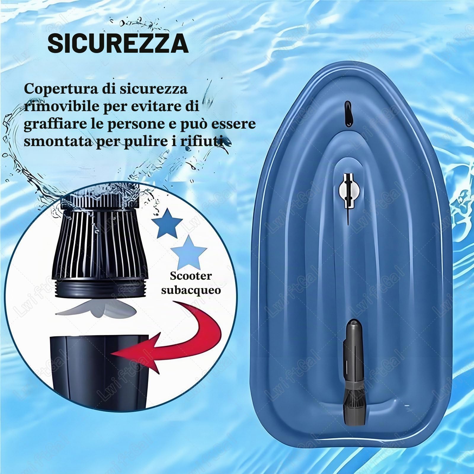 Motoscafo Gonfiabile, Moto Acqua Elettrica, Gommoncino con Doppia Pinna, Barca Motore Elettrico, Controllo velocità 9 modalità velocità, per Snorkeling e Escursioni Blue-Nothrusters