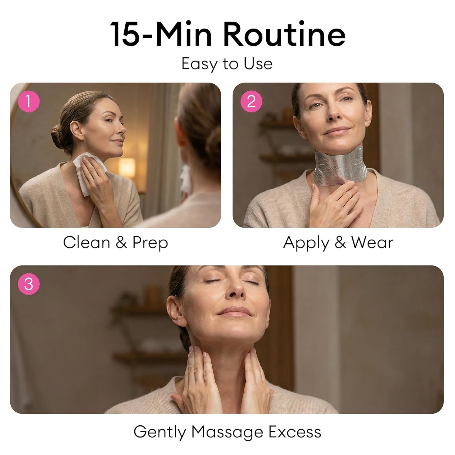 EXH Neck Wrinkle Patches for Tightening and Firming - Collagen Neck Mask with Black Ganoderma Polypeptide - Hydrating Neck Firming Mask for Crepey Skin & Tech Neck (10 Sheets) - Image 4