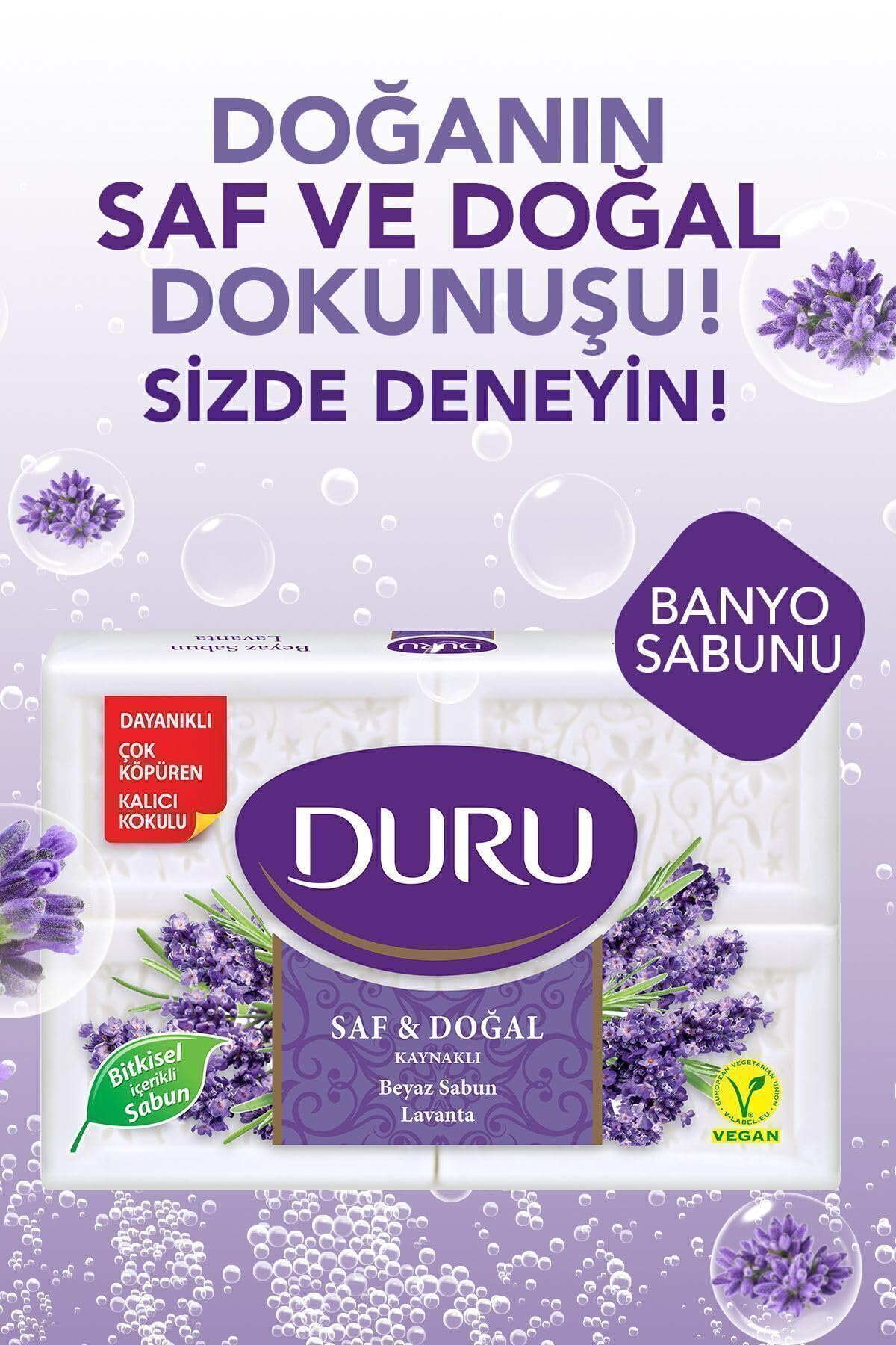 Duru Saf & Doğal Kaynaklı Lavanta 16 Adet Beyaz Kalıp Sabun 4X600Gr